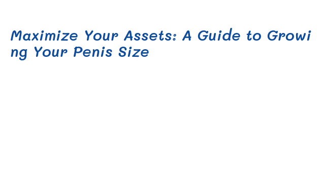 Maximize Your Assets: A Guide to Growing Your Penis Size – Government